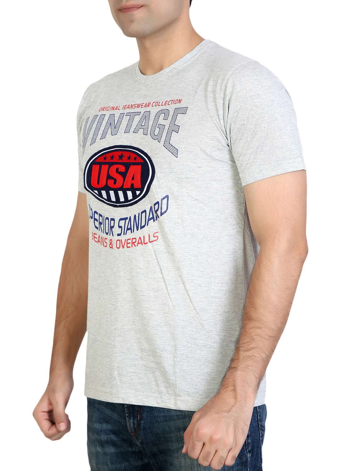 men round neck front print t-shirt - 15893908 -  Standard Image - 1