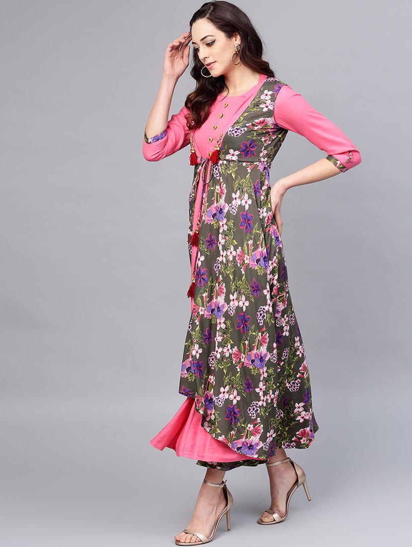 layered printed dress - 15894310 - Standard Image - 1