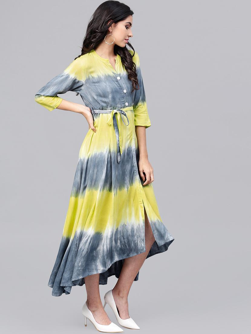 tie & dye flared dress with belt - 15894323 - Standard Image - 1