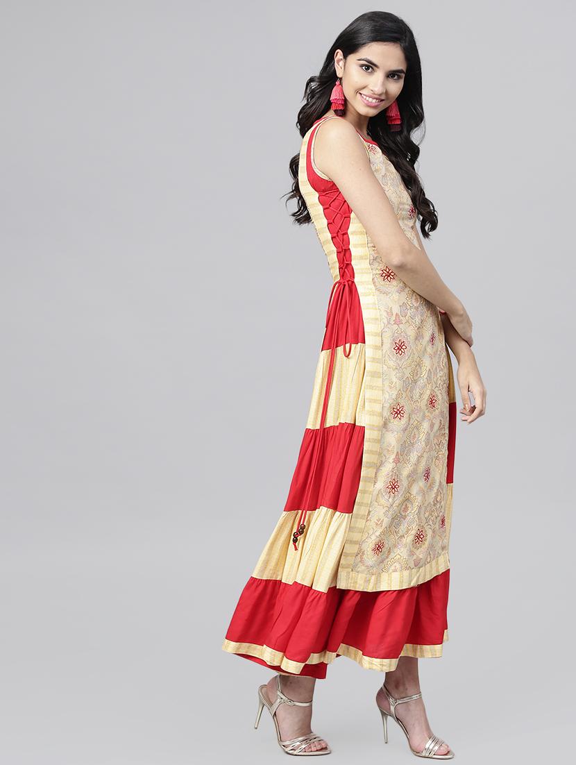 layered motifs dress with tassels - 15894327 - Standard Image - 1