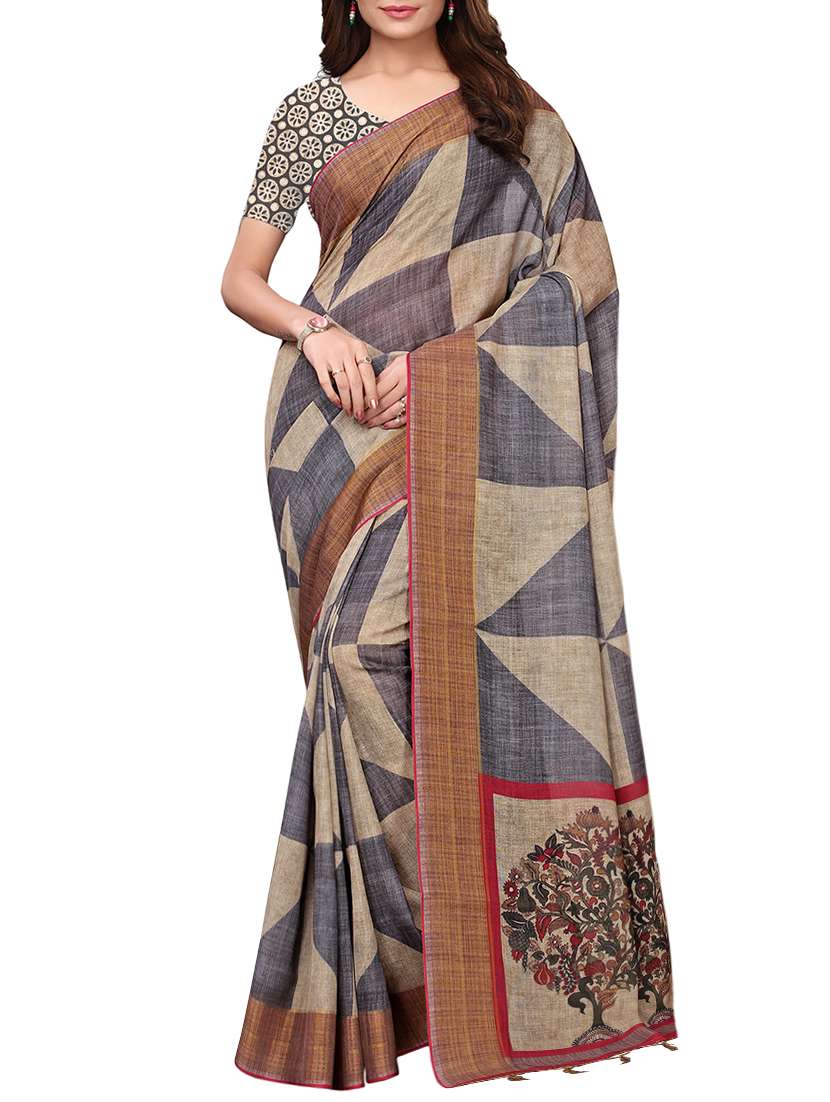 geometric printed saree with blouse