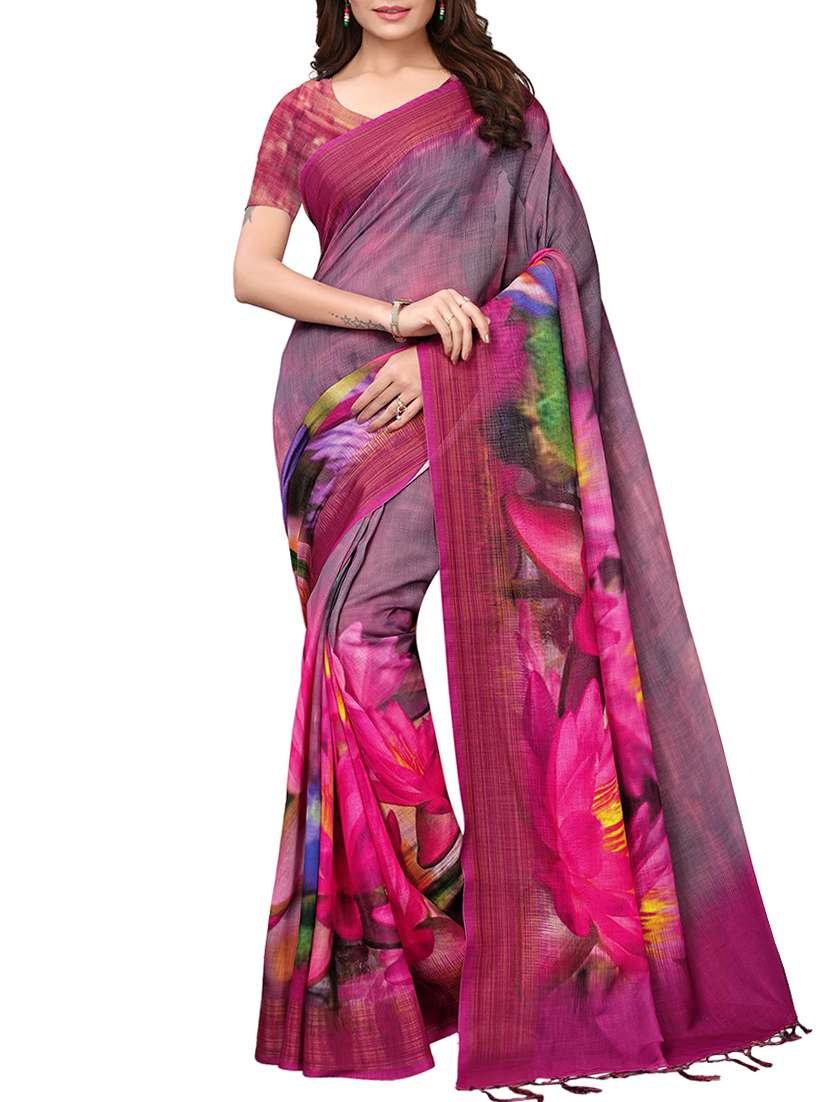 floral printed saree with blouse