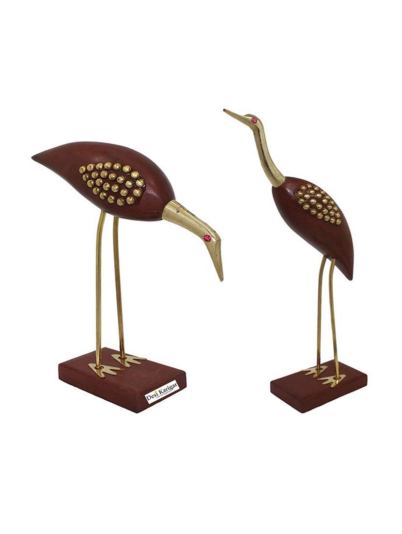 brown wooden crane bird set