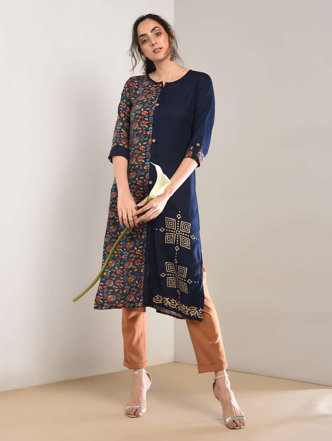 kalamkari printed straight kurta