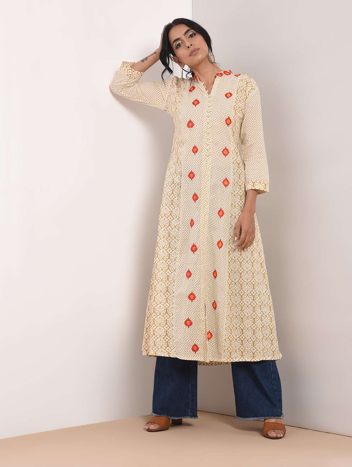 embroidered a-line kurta