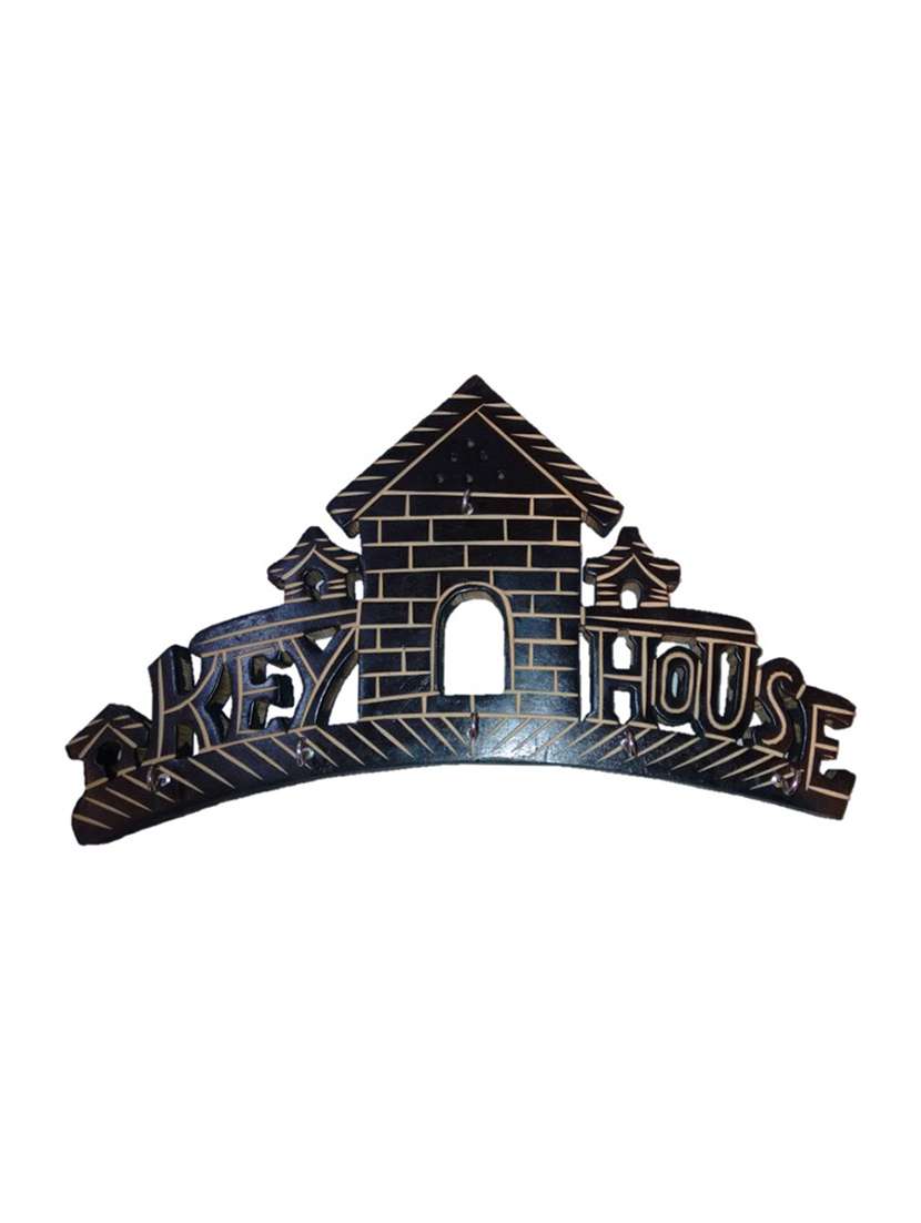 black wooden decorative key holder wall hanging