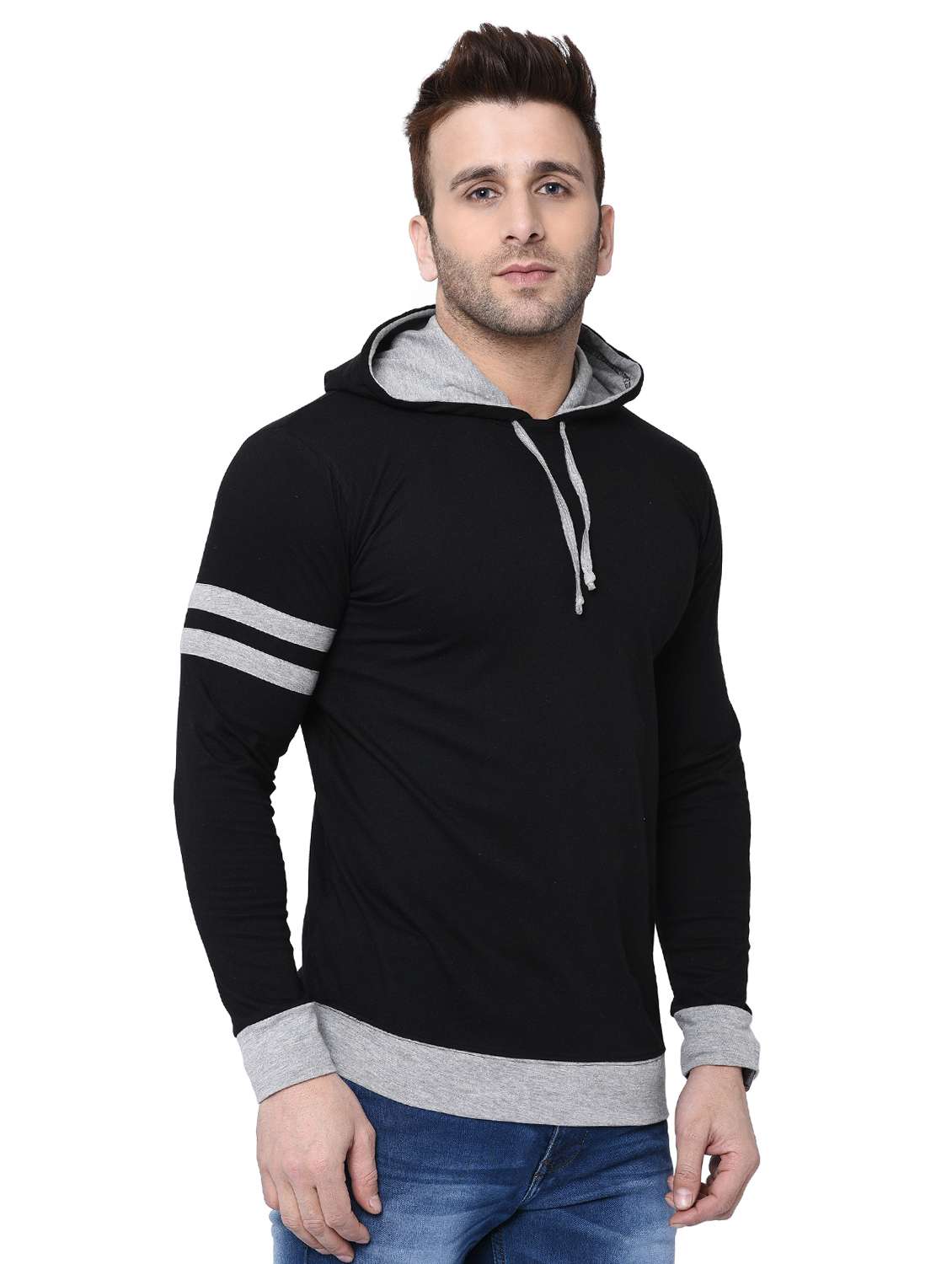 black cotton hooded t-shirt - 15898222 -  Standard Image - 1