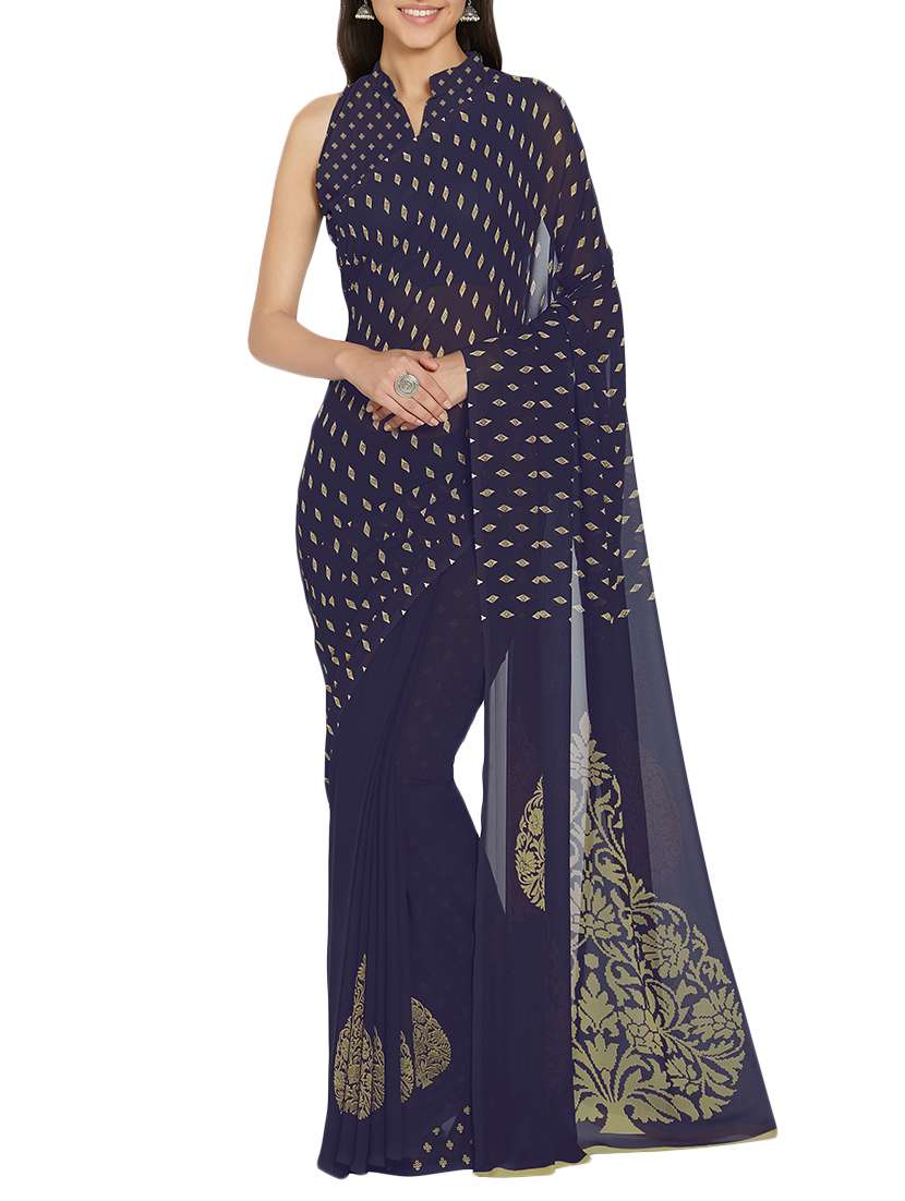 floral printed saree with blouse
