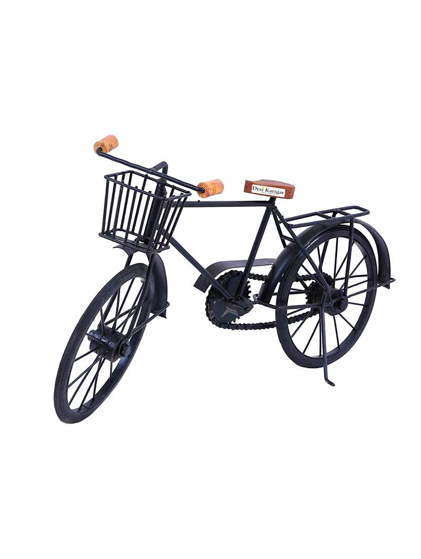 desi karigar black mango wood and wrought iron model cycle