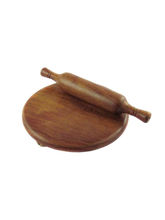 desi karigar brown wooden chakla belan and rolling pin