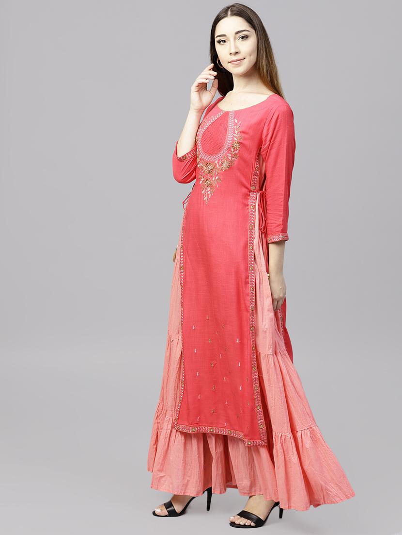 layered embroidered kurta - 15901522 - Standard Image - 1