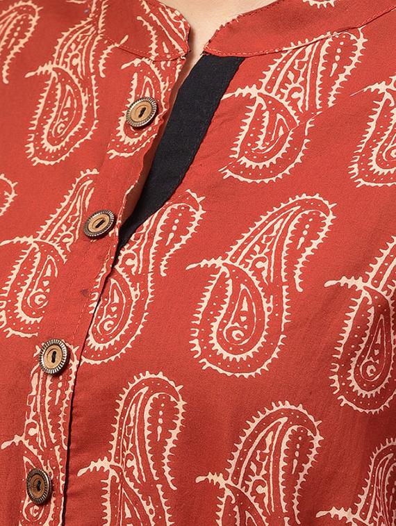 a-line printed kurta with tassels - 15901527 - Standard Image - 4