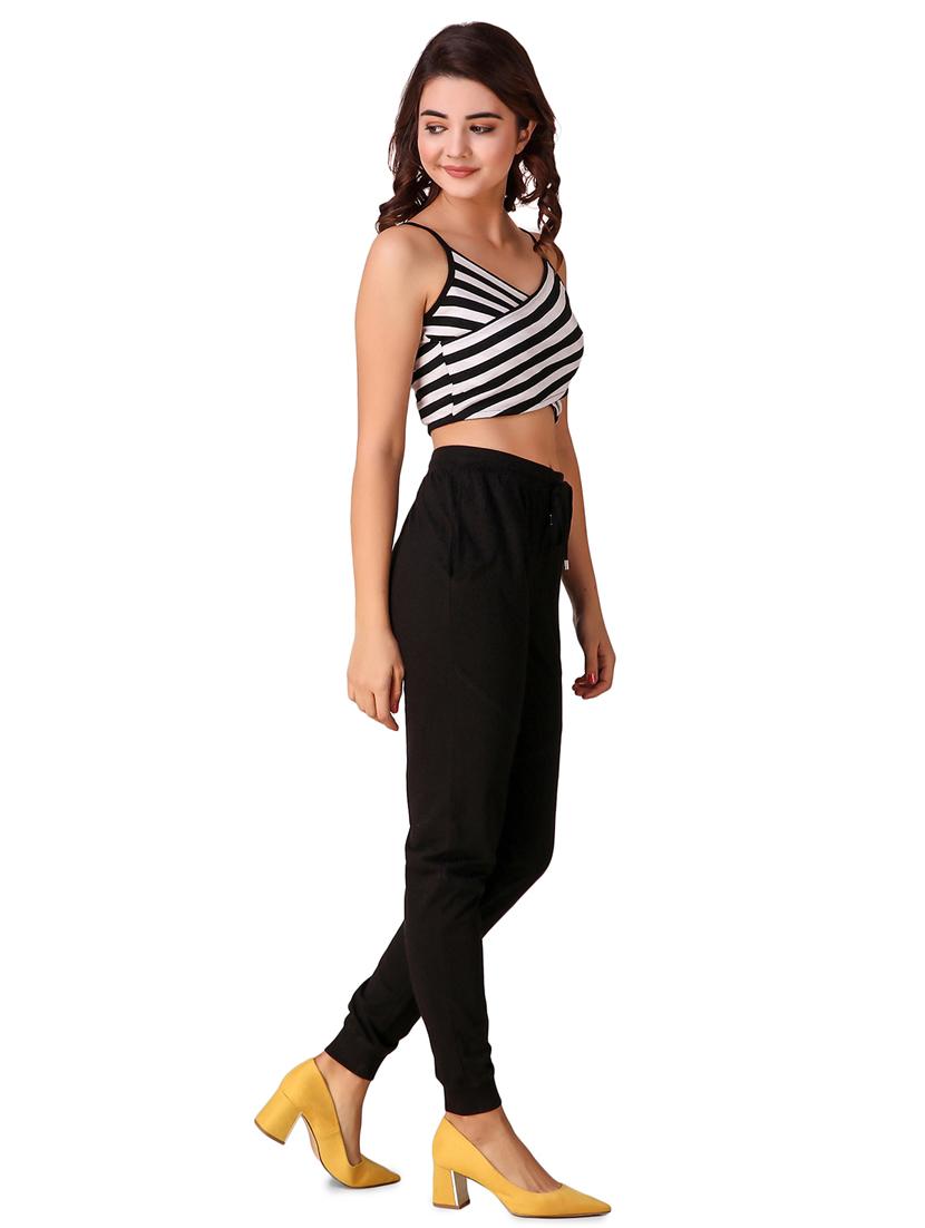 crossover striped crop top & jogger set - 15901573 - Standard Image - 1