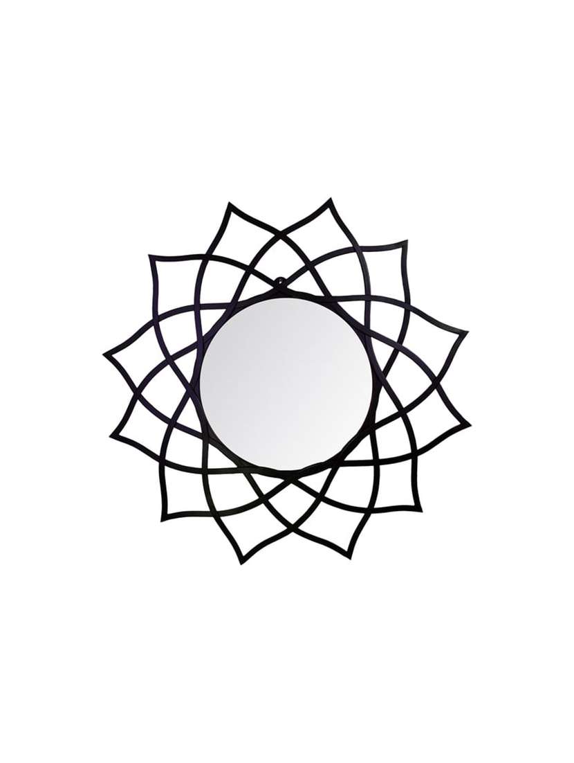 hosley 28.54in flower shape black wall mirror