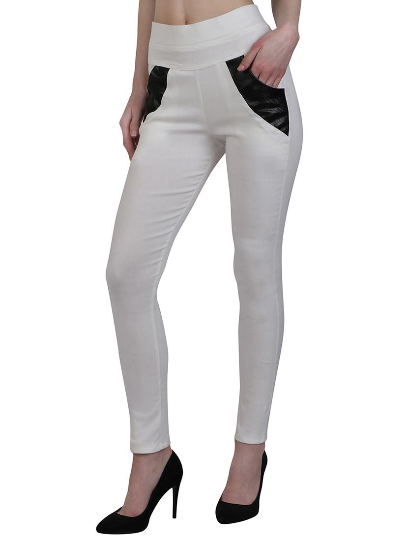 leather patch high waist jegging - 15902331 - Standard Image - 1