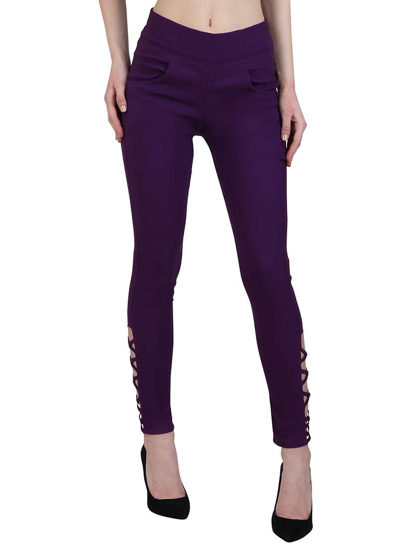 criss-cross detail mid waist jegging - 15902357 -  Zoom Image - 0