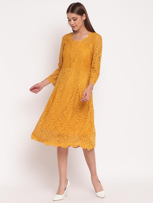 women's self design laced a-line dress - 15902511 -  Standard Image - 0