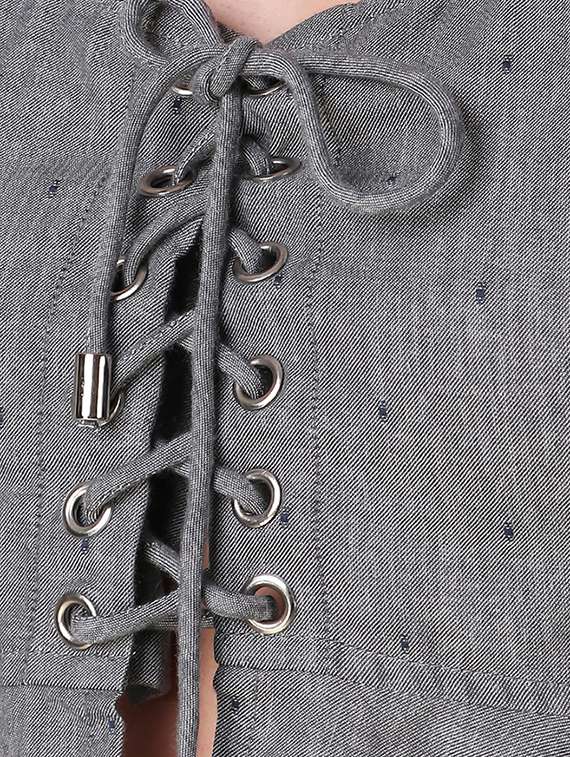 lace up detail peplum top - 15903243 - Standard Image - 4