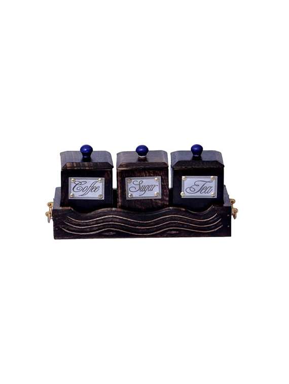 tea, coffee & sugar jar set and tray