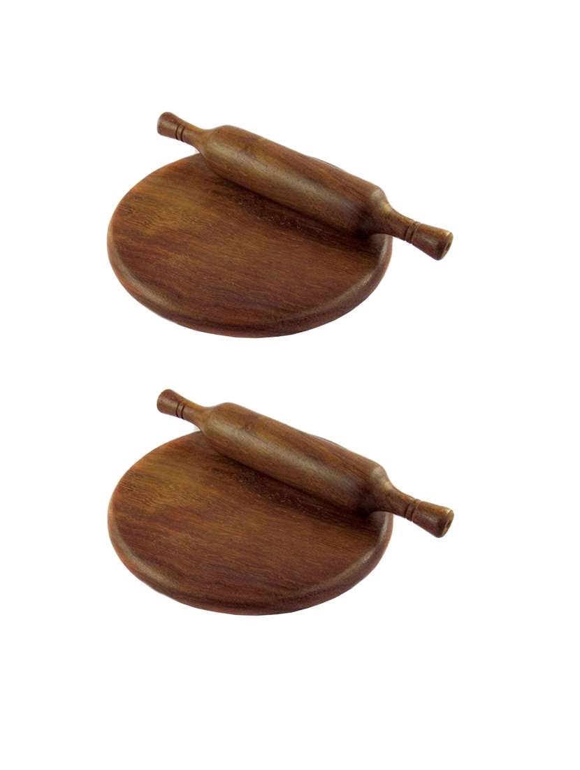 desi karigar wooden brown colour chakla belan set of 2