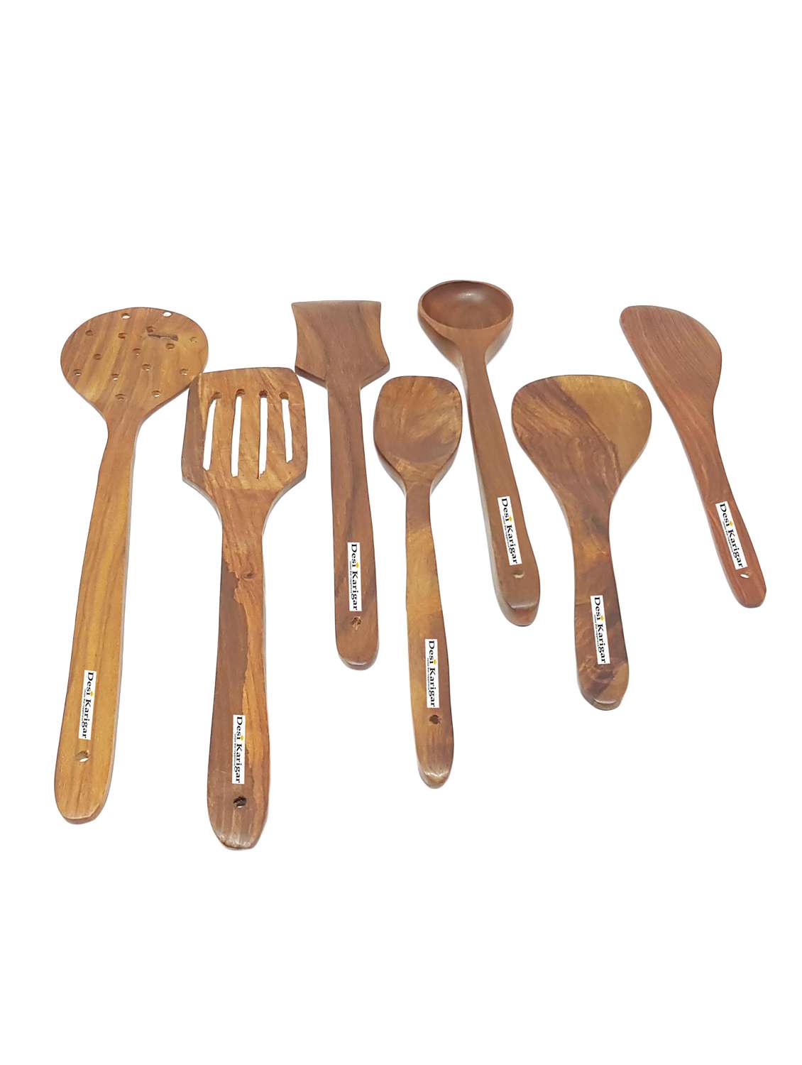desi karigar wooden spoon set of 7 pcs/wooden spatula & ladle set