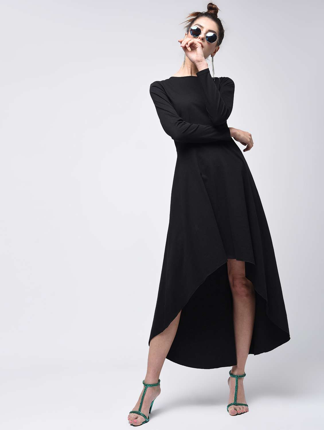 long sleeved high low dress