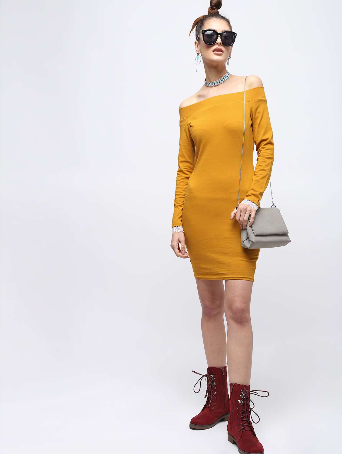 off shoulder sheath dress