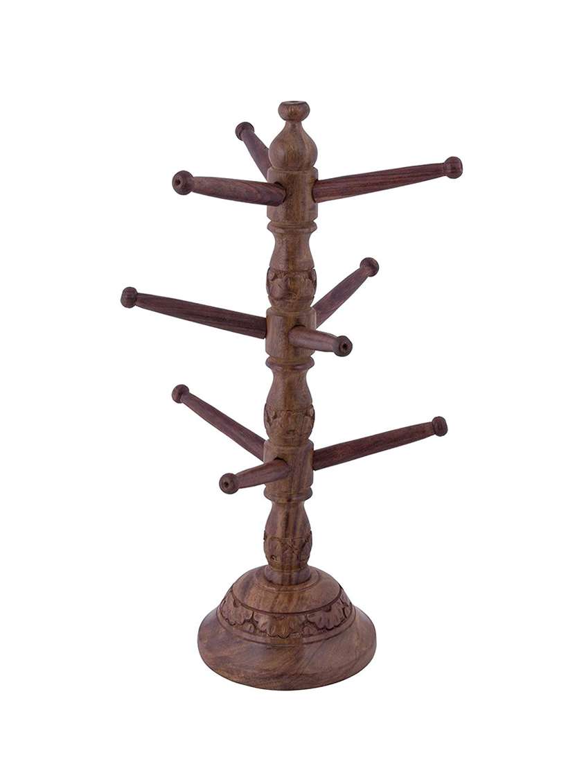 desi karigar sheesham wood carved bangle stand - 15909151 - Standard Image - 1