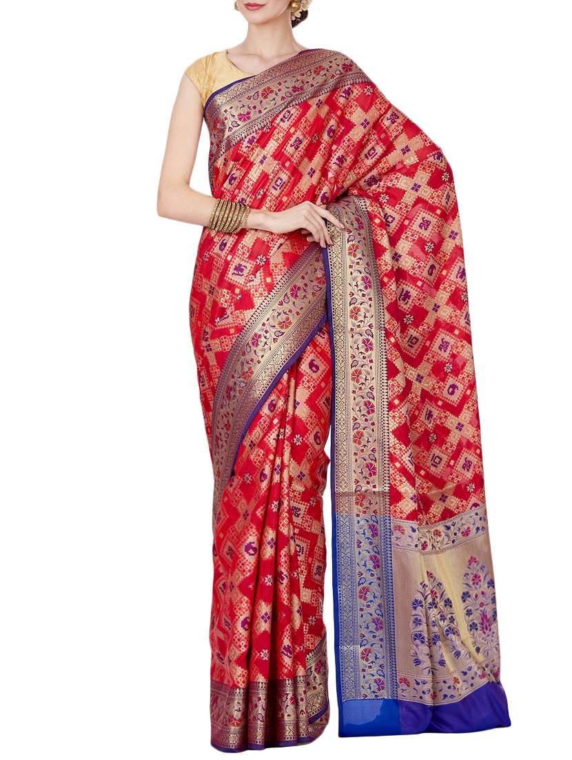 self design banarasi saree with blouse