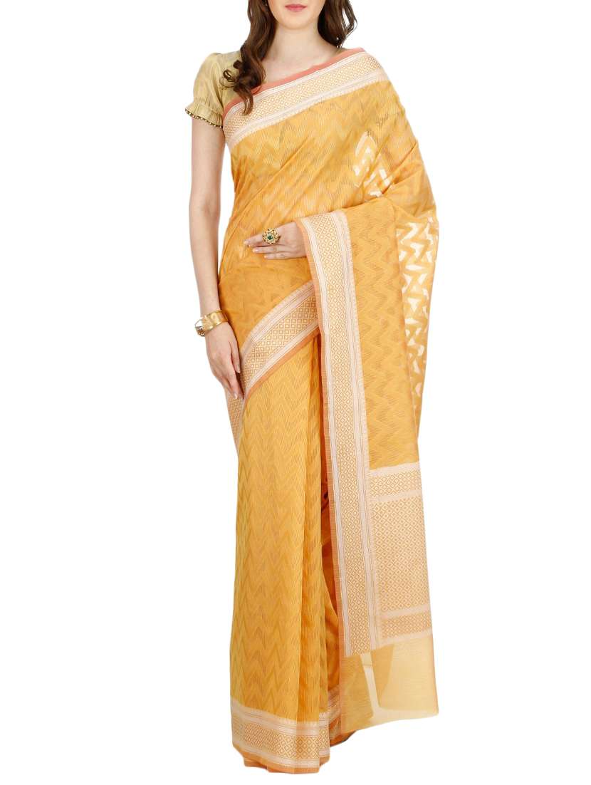 chevron zari motif beige banarasi saree with blouse