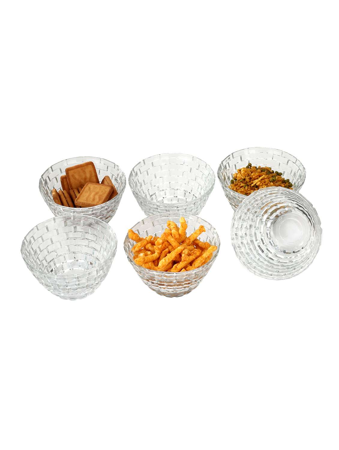 lakshya designer transparent serving glass bowl set of six with self  lakshya designe dn05 - 15909679 -  Standard Image - 1