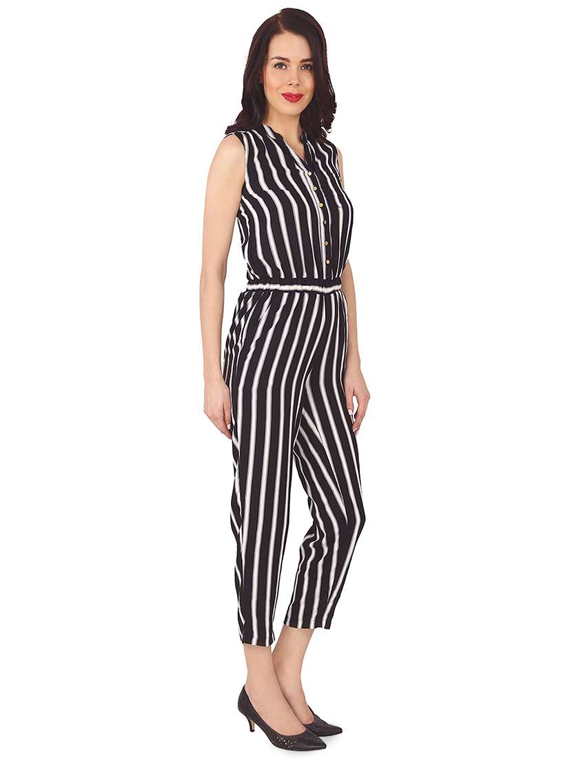 striped elasticated waist jumpsuit - 15909683 - Standard Image - 1