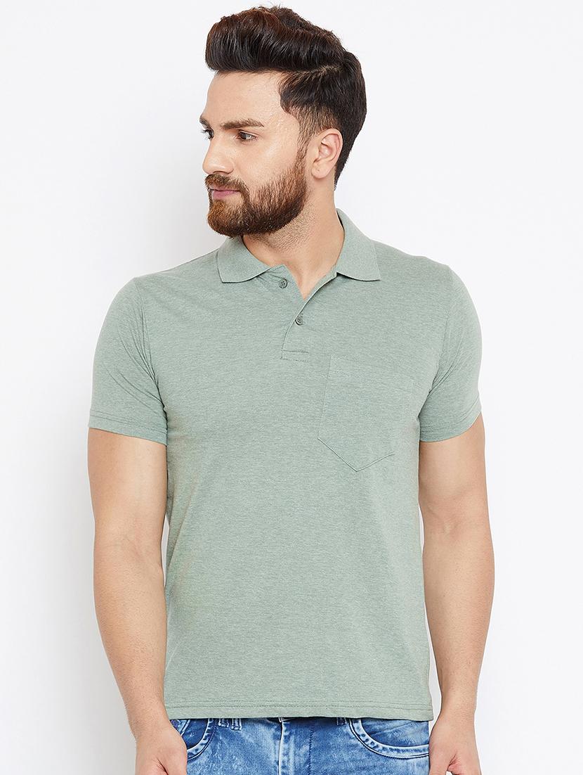 green solid pocket t-shirt - 15910029 - Zoom Image - 0