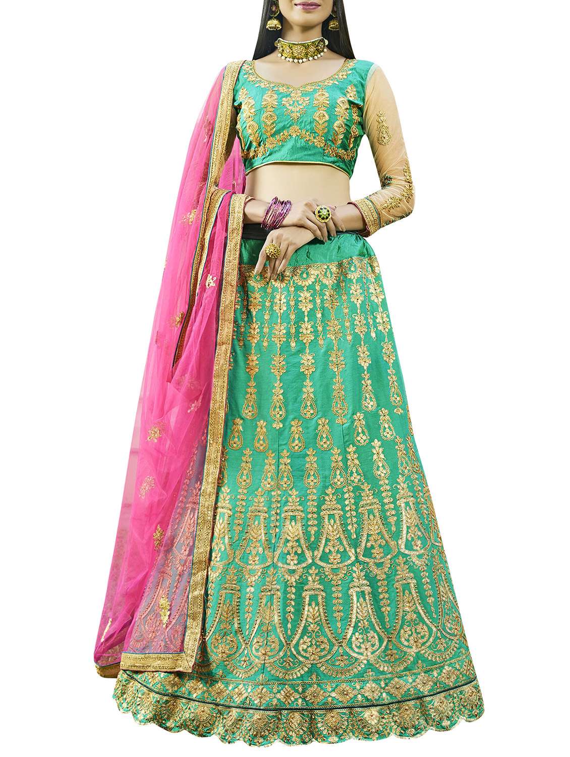 embroidered a-line lehenga