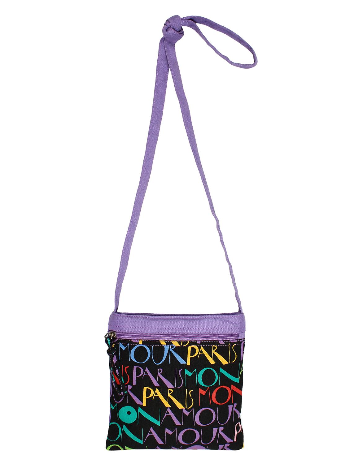 purple canvas printed sling bag - 15912366 - Standard Image - 4