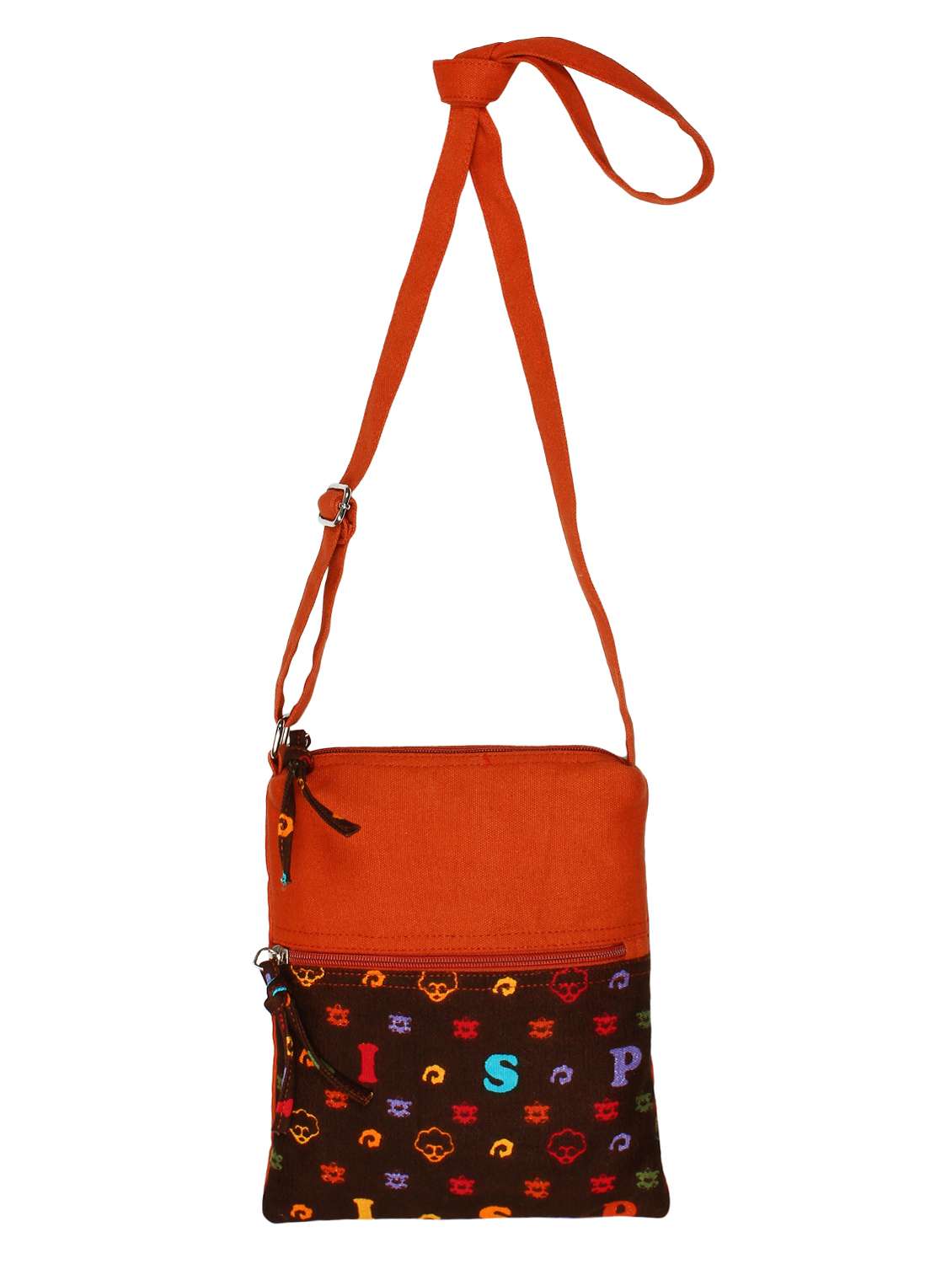 brown canvas printed sling bag - 15912379 - Standard Image - 4