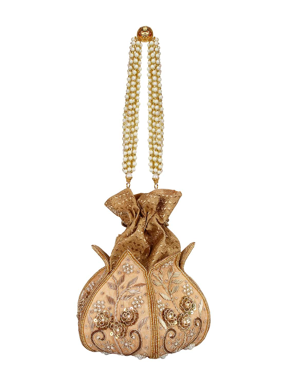 gold cotton polyester blend ethnic potli - 15912388 -  Standard Image - 1