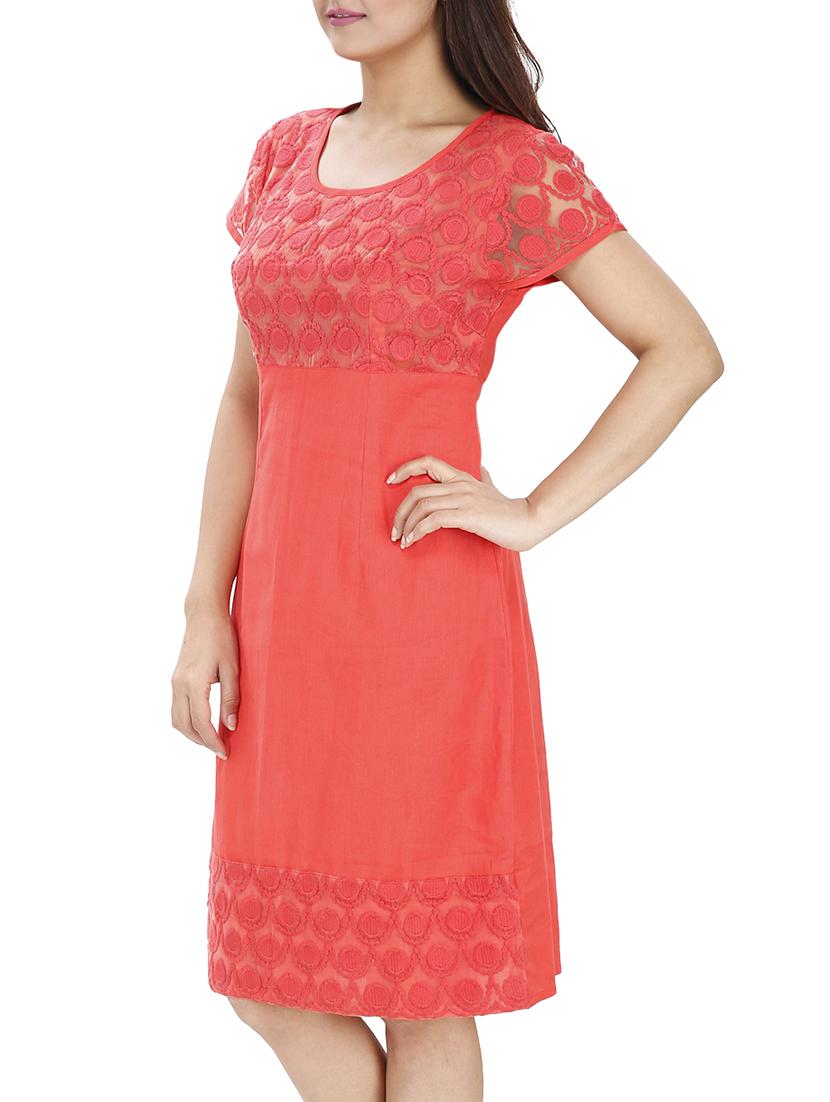 embroidered mesh a-line dress - 15912994 - Standard Image - 1