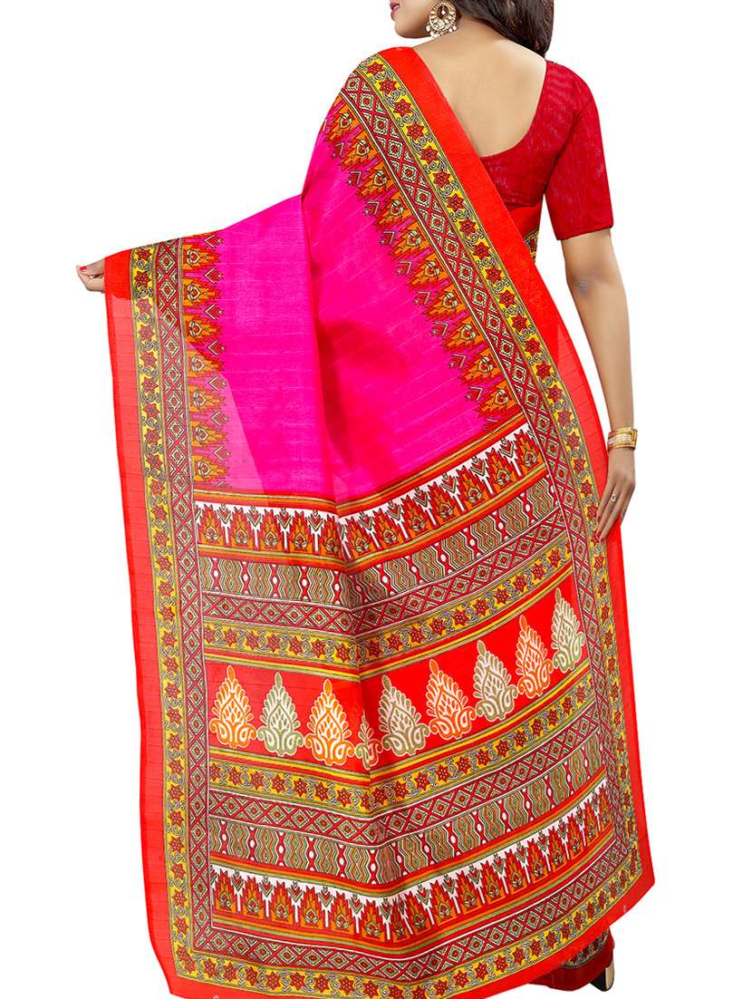 ethnic motif printed saree with blouse - 15913291 - Standard Image - 1
