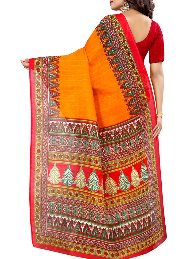ethnic motif printed saree with blouse - 15913293 - Standard Image - 1