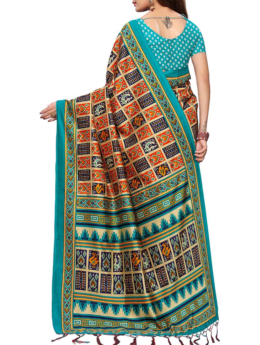 ethnic motif printed patola saree with blouse - 15913302 -  Standard Image - 1