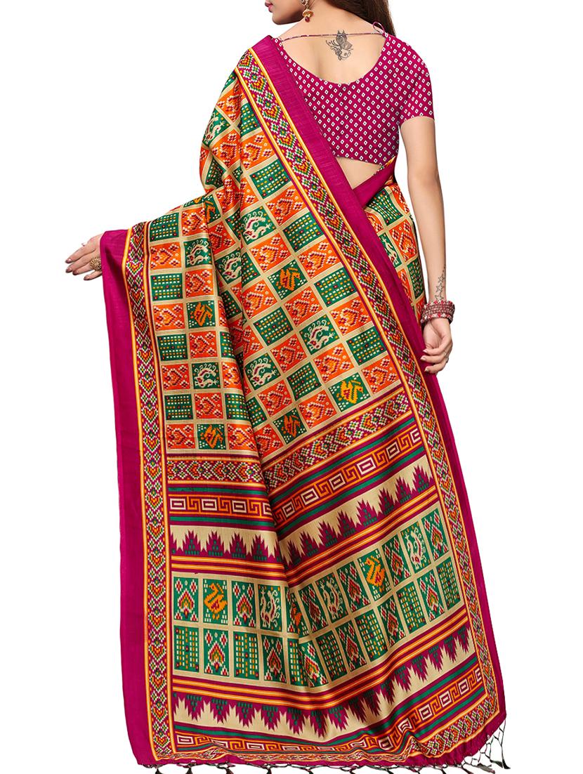 ethnic motif printed patola saree with blouse - 15913303 - Standard Image - 1
