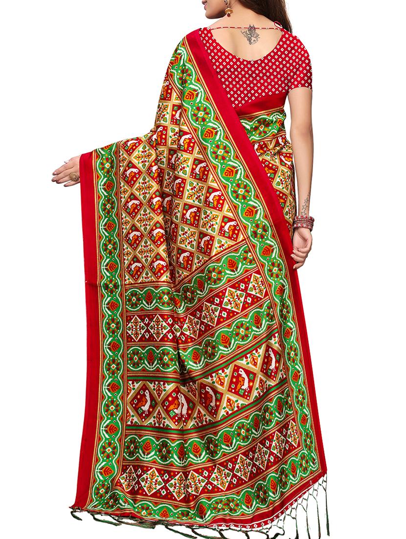 ethnic motif printed patola saree with blouse - 15913308 -  Standard Image - 1