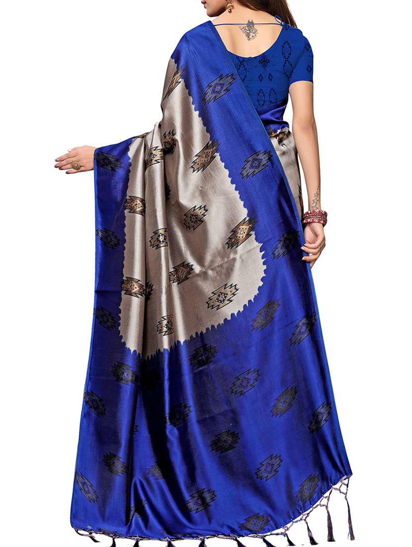 ethnic motif printed saree with blouse - 15913323 - Standard Image - 1