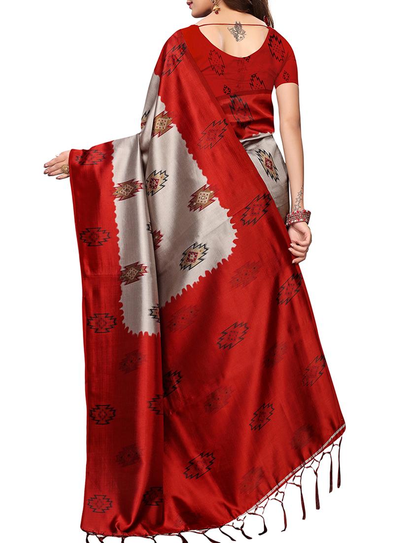 ethnic motif printed saree with blouse - 15913325 - Standard Image - 1