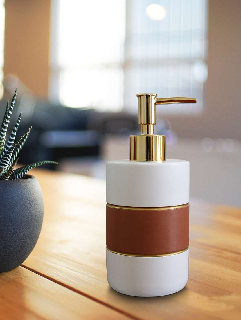 bathroom set 4 piece, bath set collection of liquid soap dispenser, toothbrush holder, tumbler and soap dish by shresmo