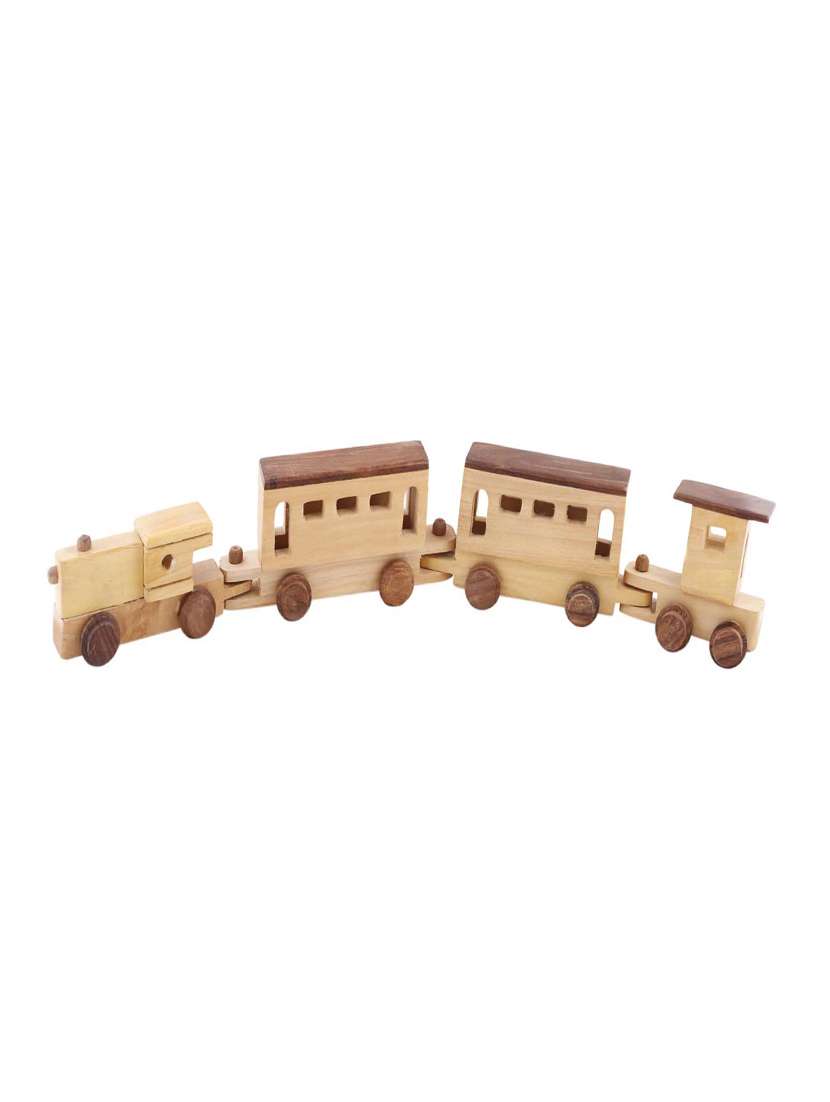desi karigar brown wooden engine & train toy