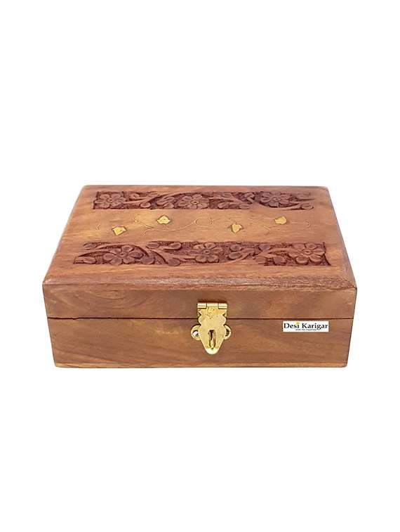 brown make up and jewellery wooden vanity case