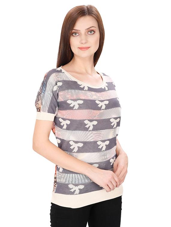 women's straight round neck top - 15916382 - Standard Image - 1