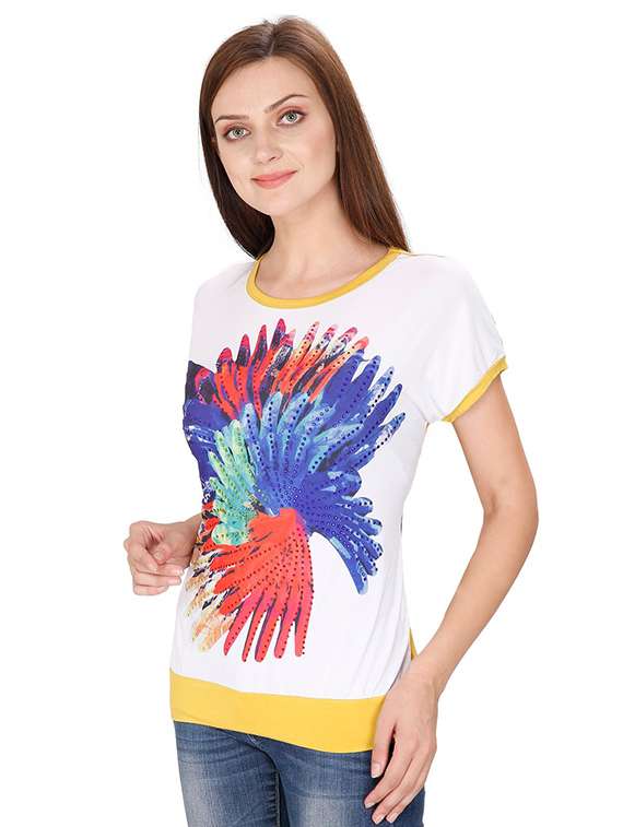 women's straight round neck top - 15916406 - Standard Image - 1